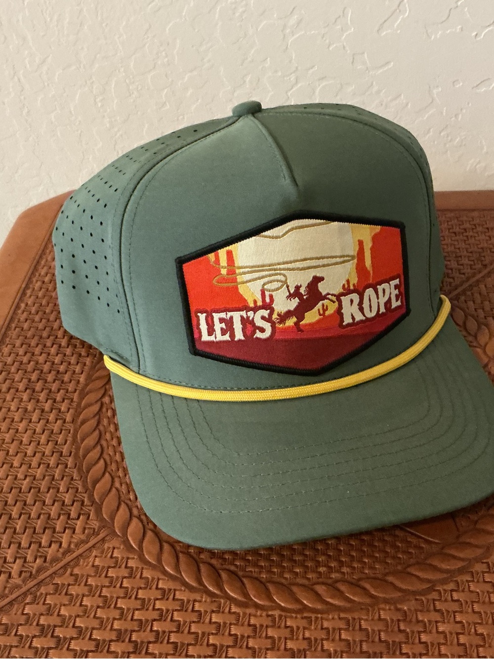 Sage Green “Lucky Chuck” Cap with Yellow Rope Accent